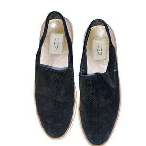 New Cond. UGG Women's Slip On Loafers Suede Black Comfort Walking Shoes Size 7.5